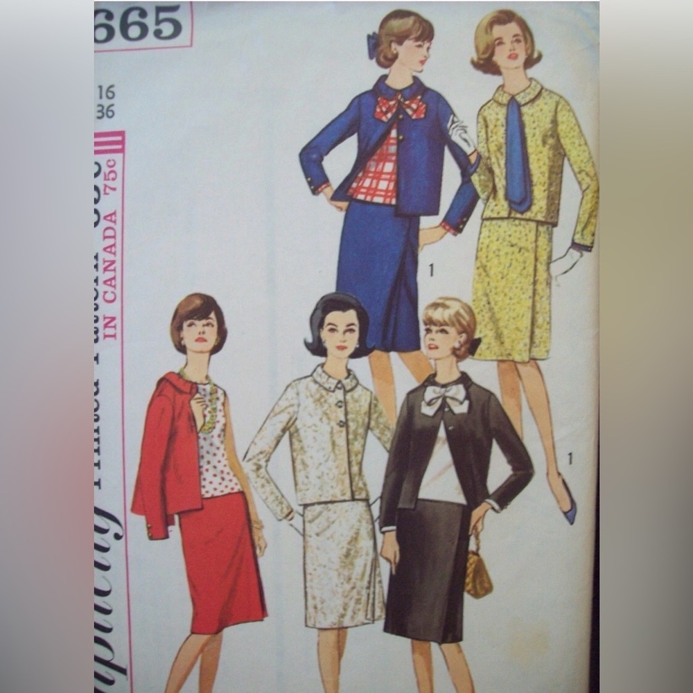 Vintage Simplicity Pattern 5665 Detachable Cuff Jacket Skirt Top 
Size 16